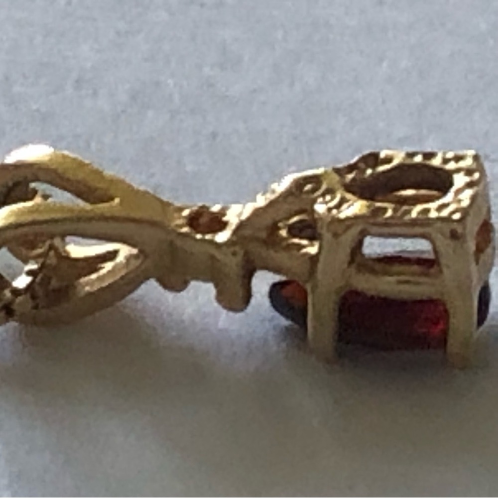 14K Spinel 585 Gold Necklace with Ruby teardrop stone - Picture 13 of 16